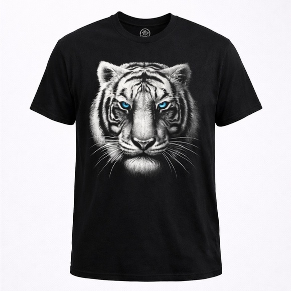 ODM Other - ODM Men’s Graphic Print White Lion w/ Blue Eyes T-Shirt Size Large​​​​​​